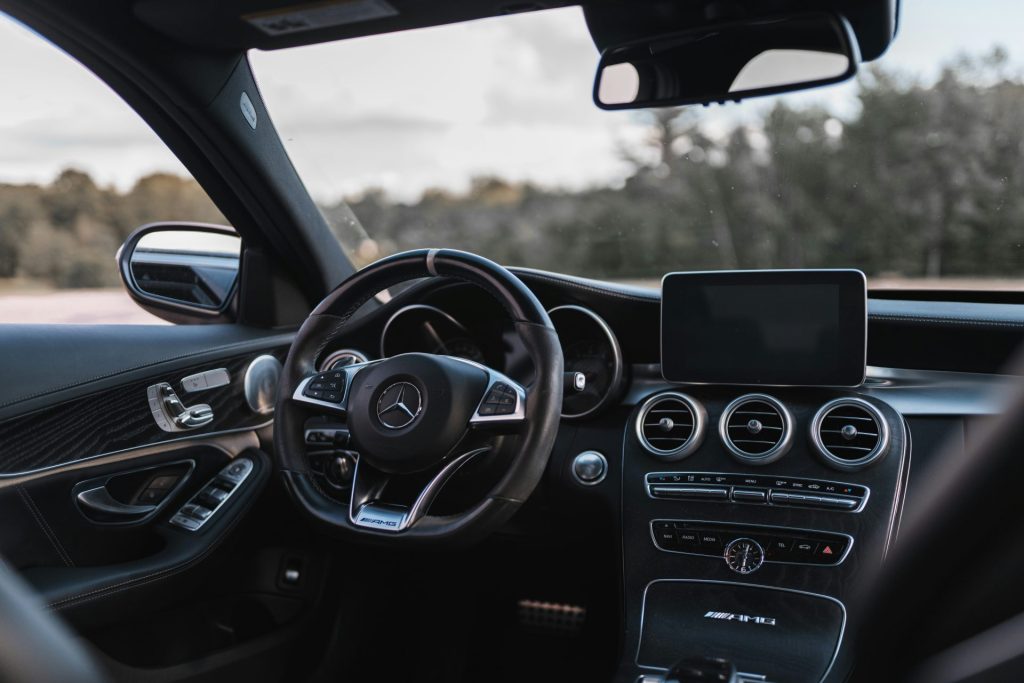 black mercedes benz car interior